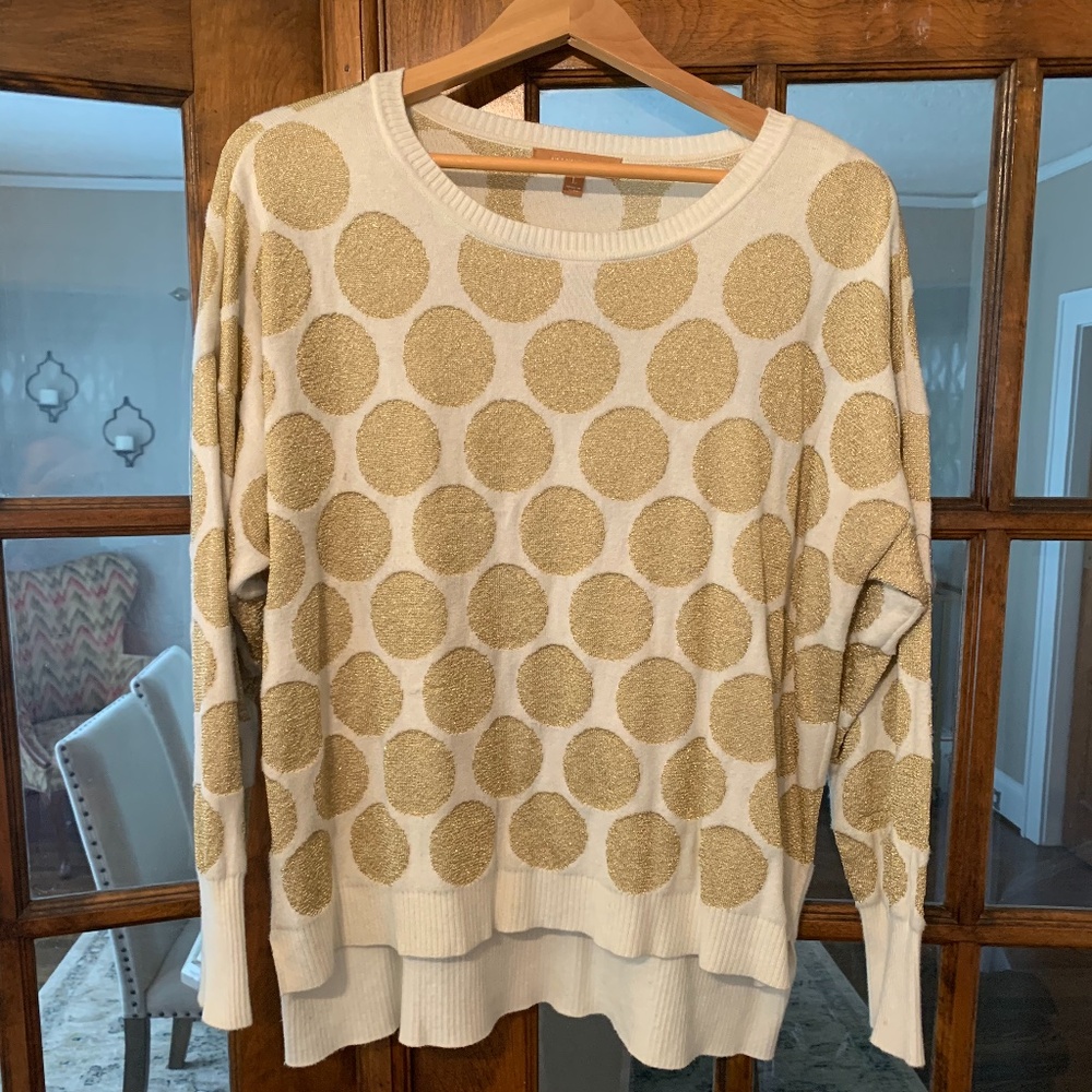 Gold and White Polka Dot Sweater
